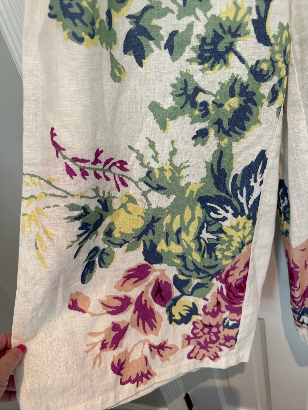Anthropologie The Somerset Floral Wide-Leg Pull-On Linen Blend Pants LARGE - Picture 6 of 16